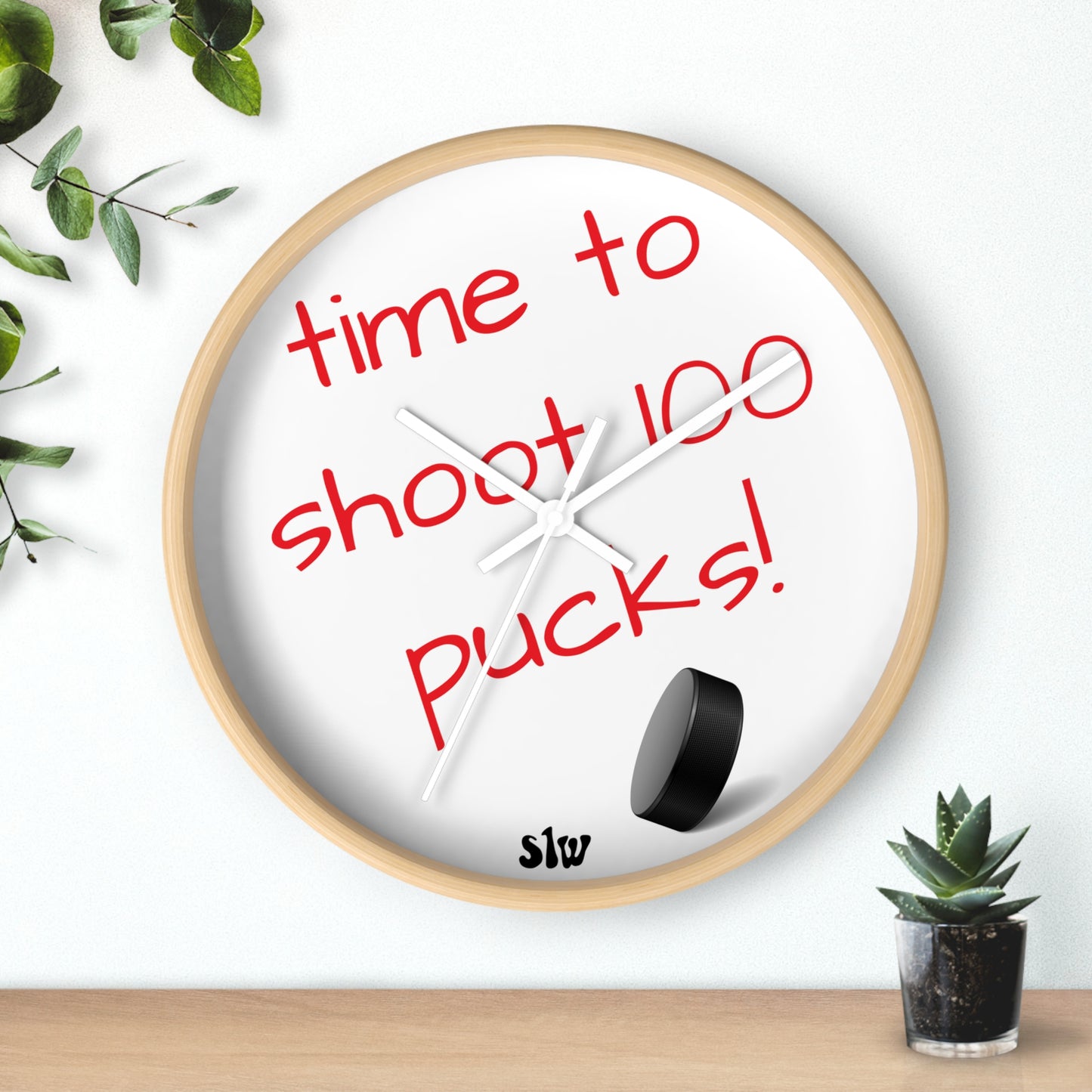 Time to Shoot 100 Pucks - Hockey Wall Clock
