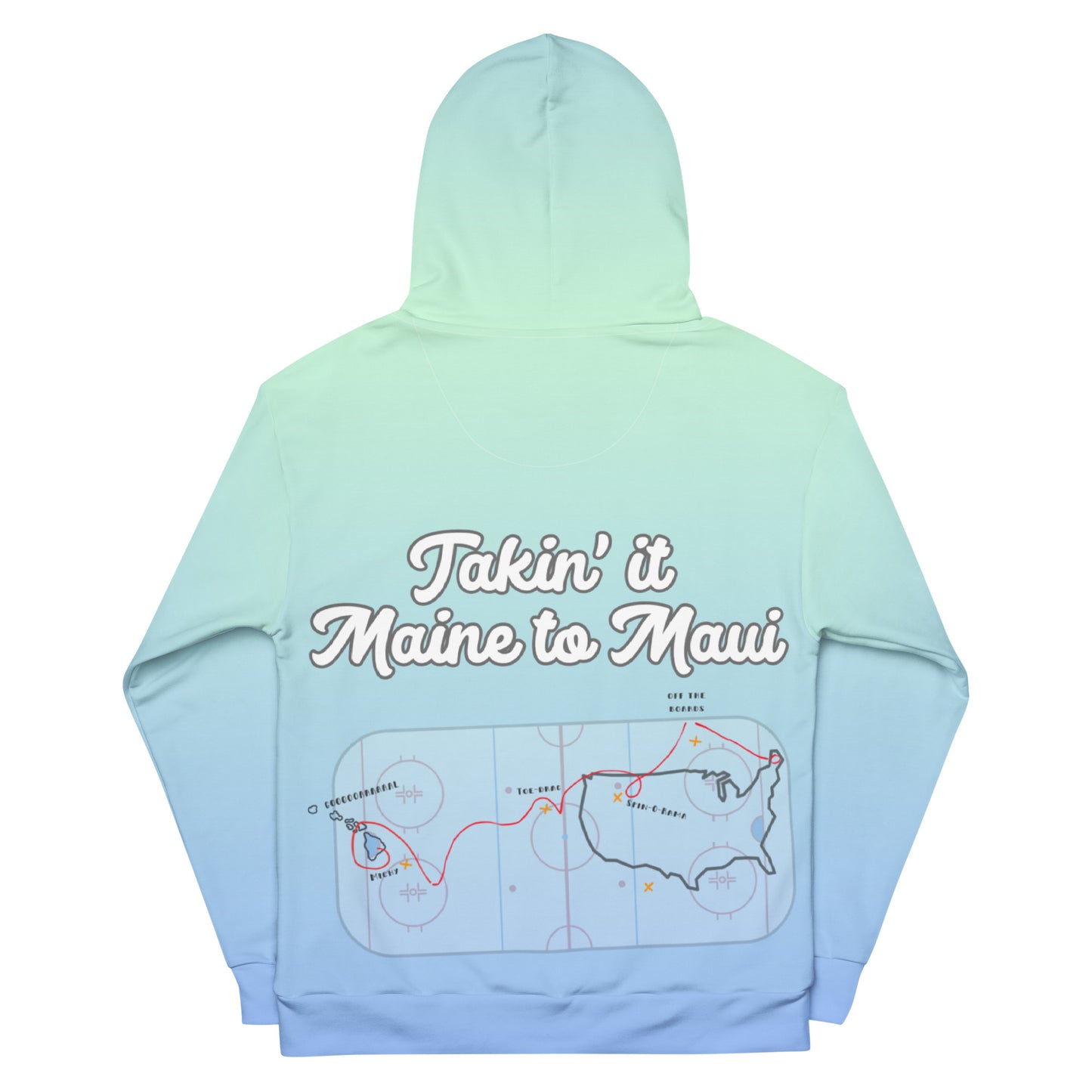 Coast to Coast Teal & Sky Ombre "Maine to Maui" Rink Print Hockey Hoodie