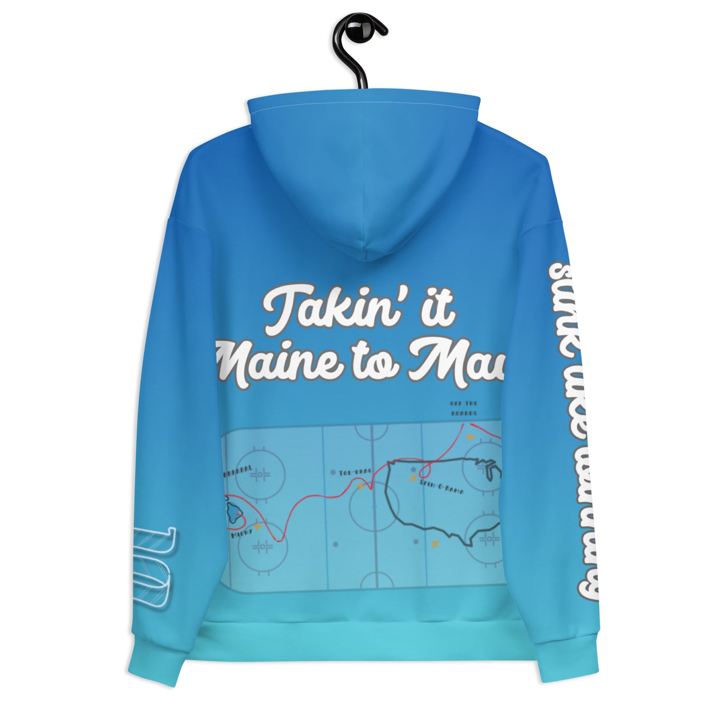Coast to Coast Blue Ombre "Maine to Maui" Rink Print Hockey Hoodie