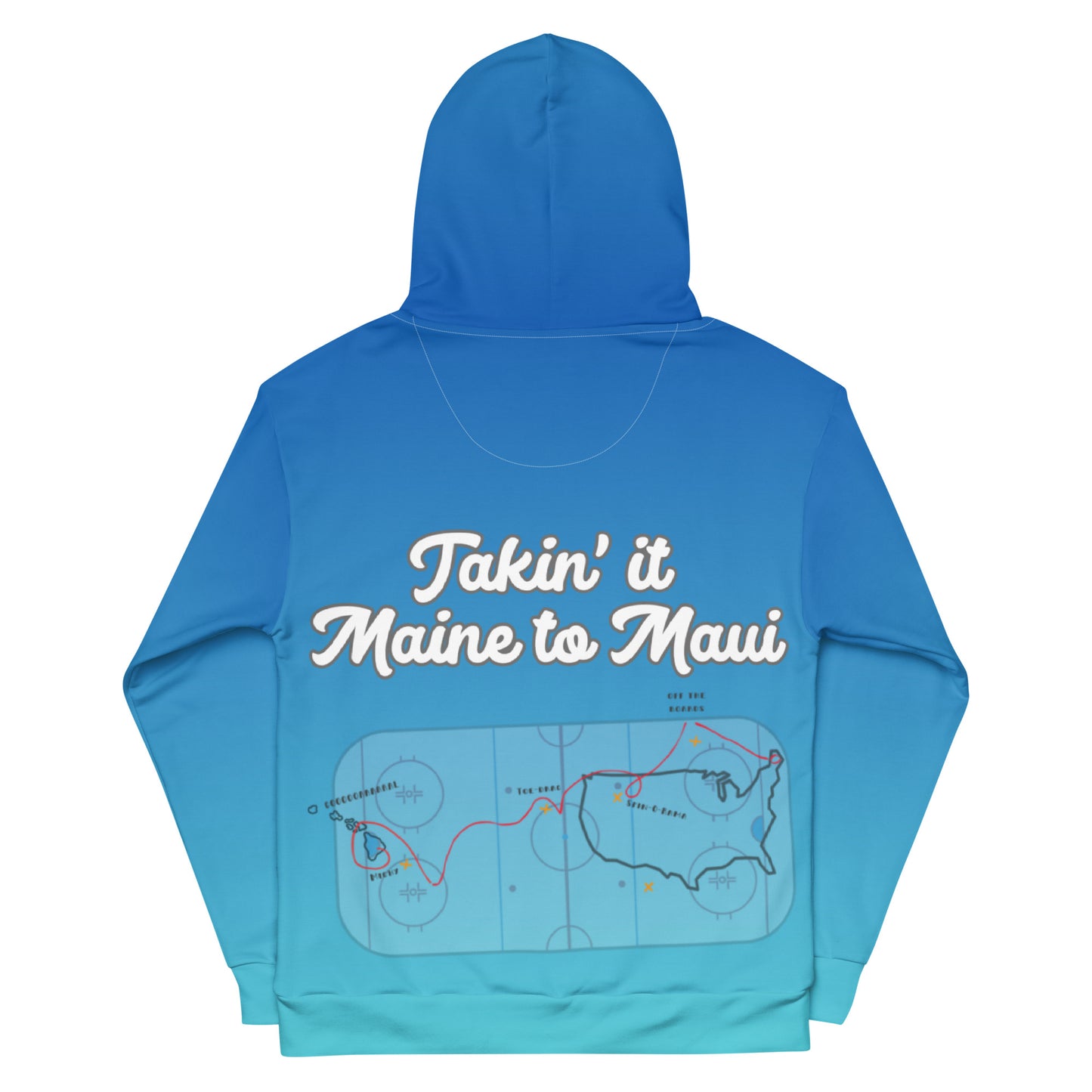 Coast to Coast Blue Ombre "Maine to Maui" Rink Print Hockey Hoodie