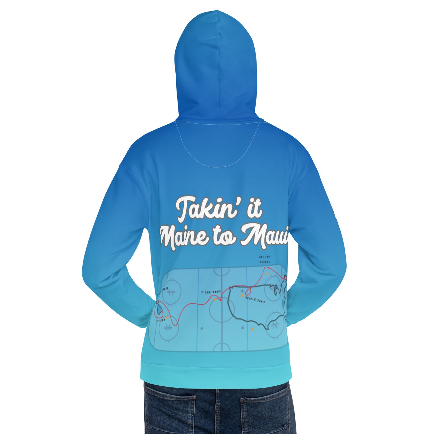 Coast to Coast Blue Ombre "Maine to Maui" Rink Print Hockey Hoodie