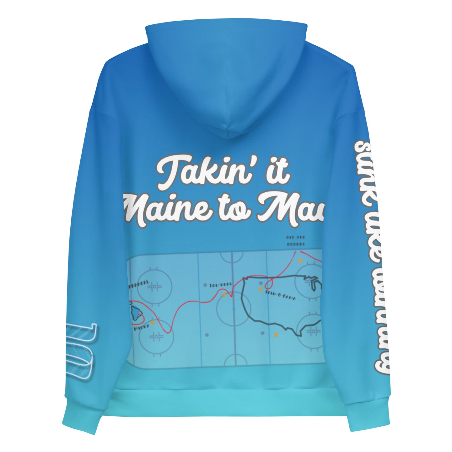 Coast to Coast Blue Ombre "Maine to Maui" Rink Print Hockey Hoodie