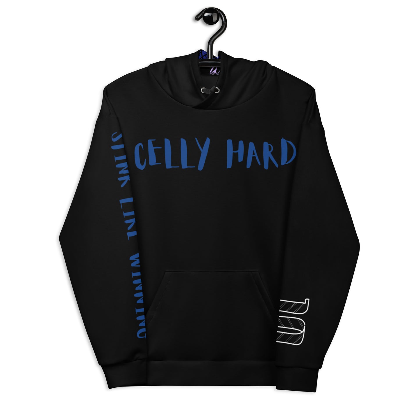 Capture your post-game celebration with the "Selfie Celly" graphic on this Celly Hard Hockey Hoodie.
