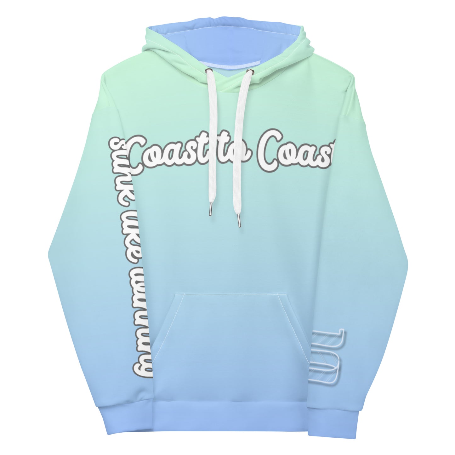 Coast to Coast Teal & Sky Ombre "Maine to Maui" Rink Print Hockey Hoodie