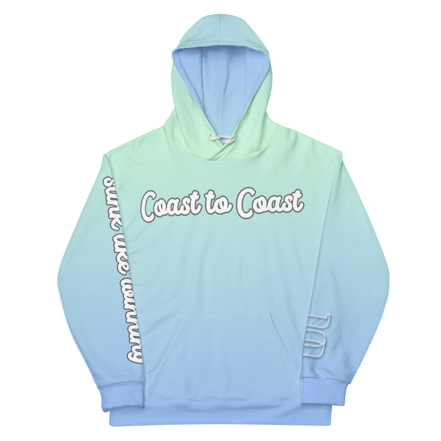 Coast to Coast Teal & Sky Ombre "Maine to Maui" Rink Print Hockey Hoodie