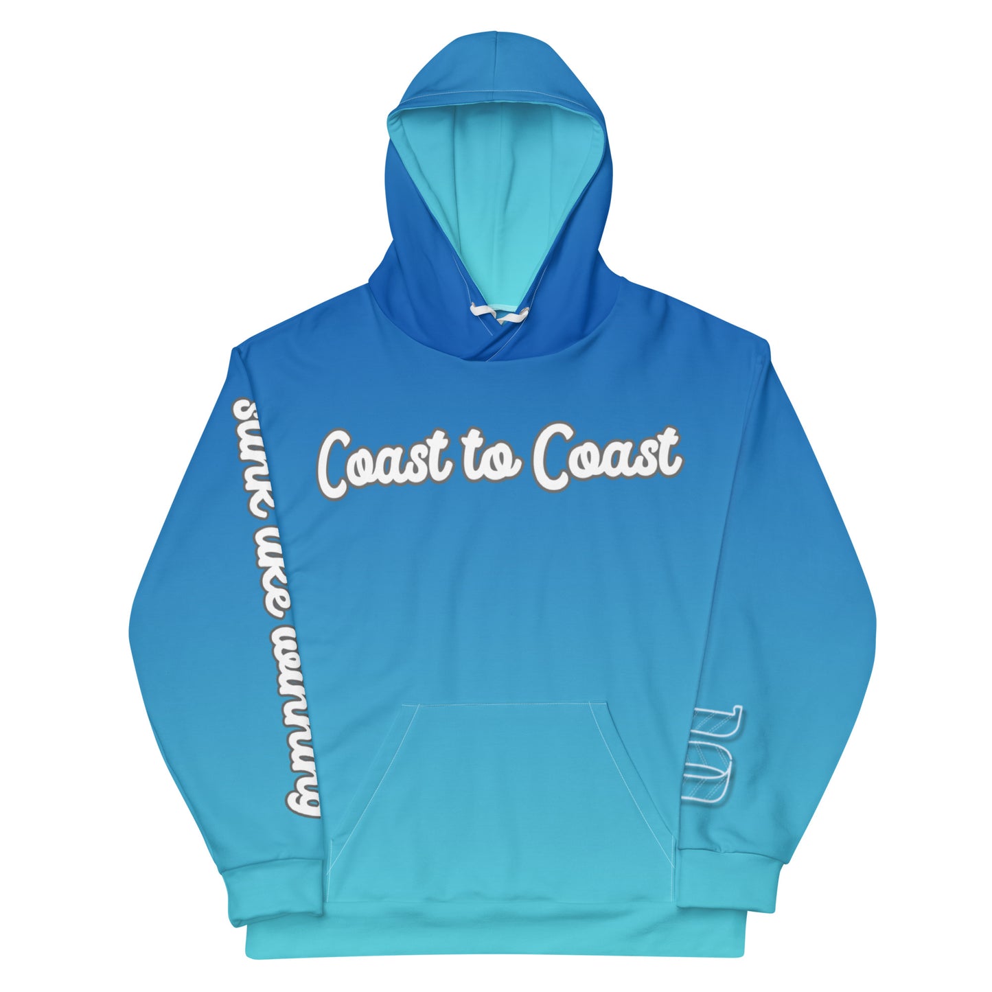 Coast to Coast Blue Ombre "Maine to Maui" Rink Print Hockey Hoodie