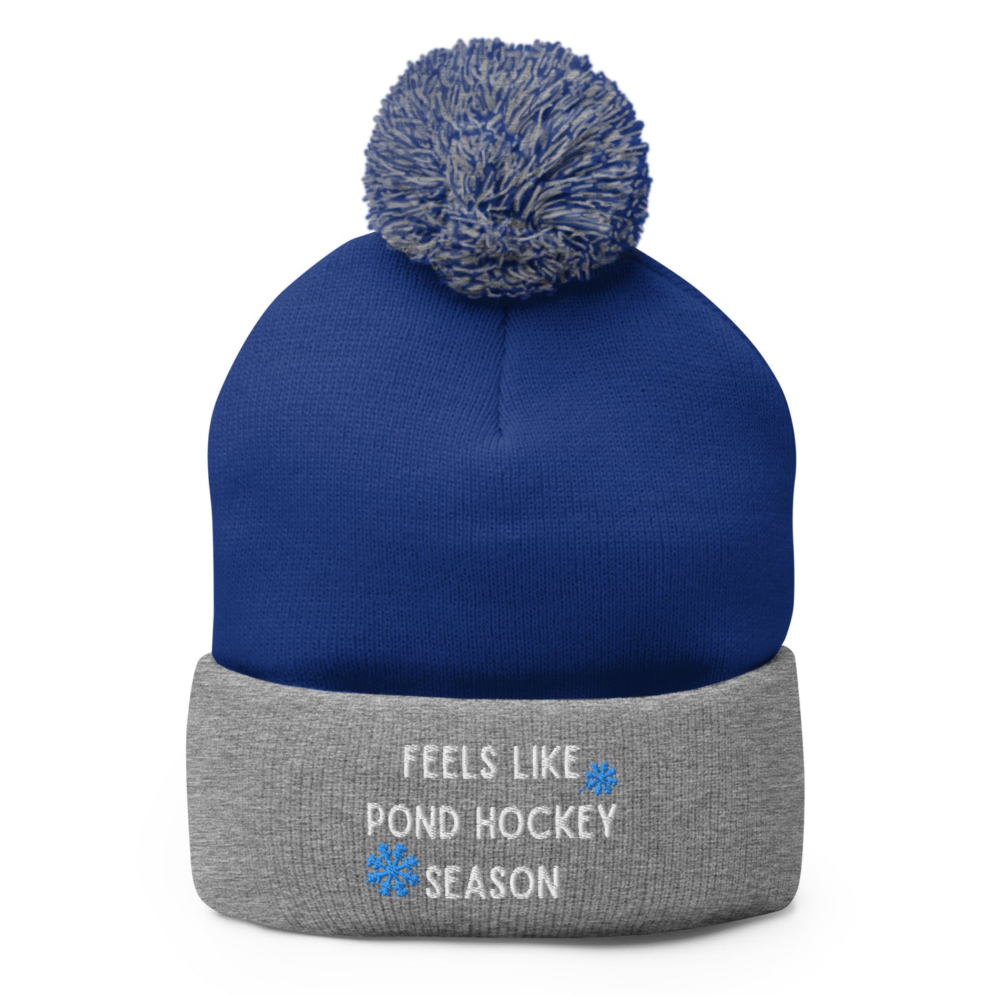 Feels like Pond Hockey Season Hockey Pom Beanie