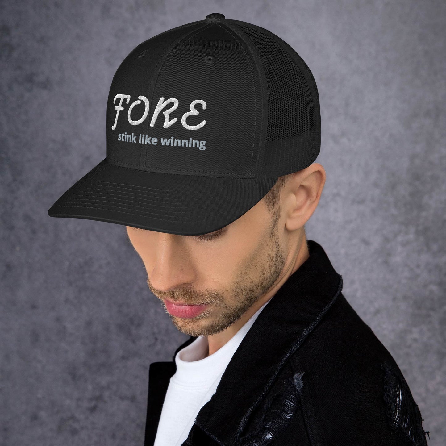 'FORE' stink like winning golfer Trucker Cap