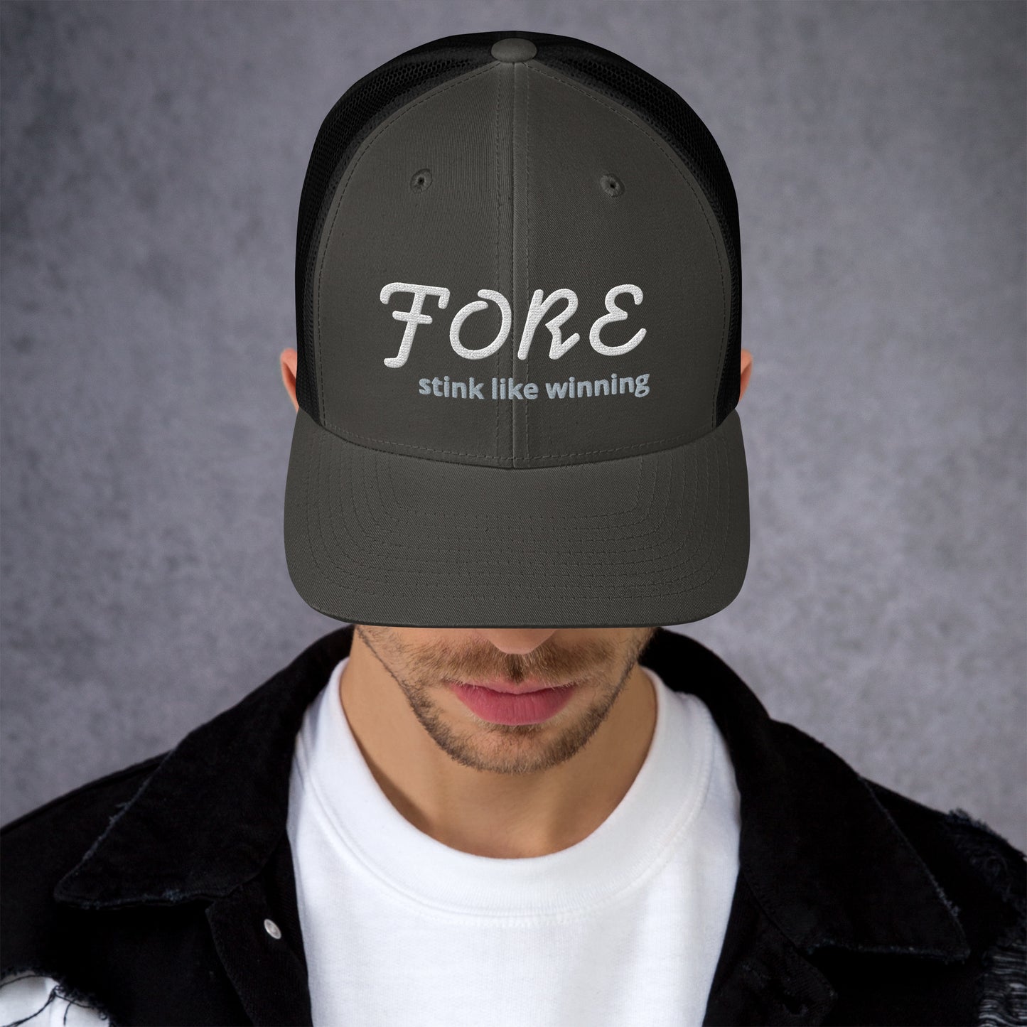 'FORE' stink like winning golfer Trucker Cap