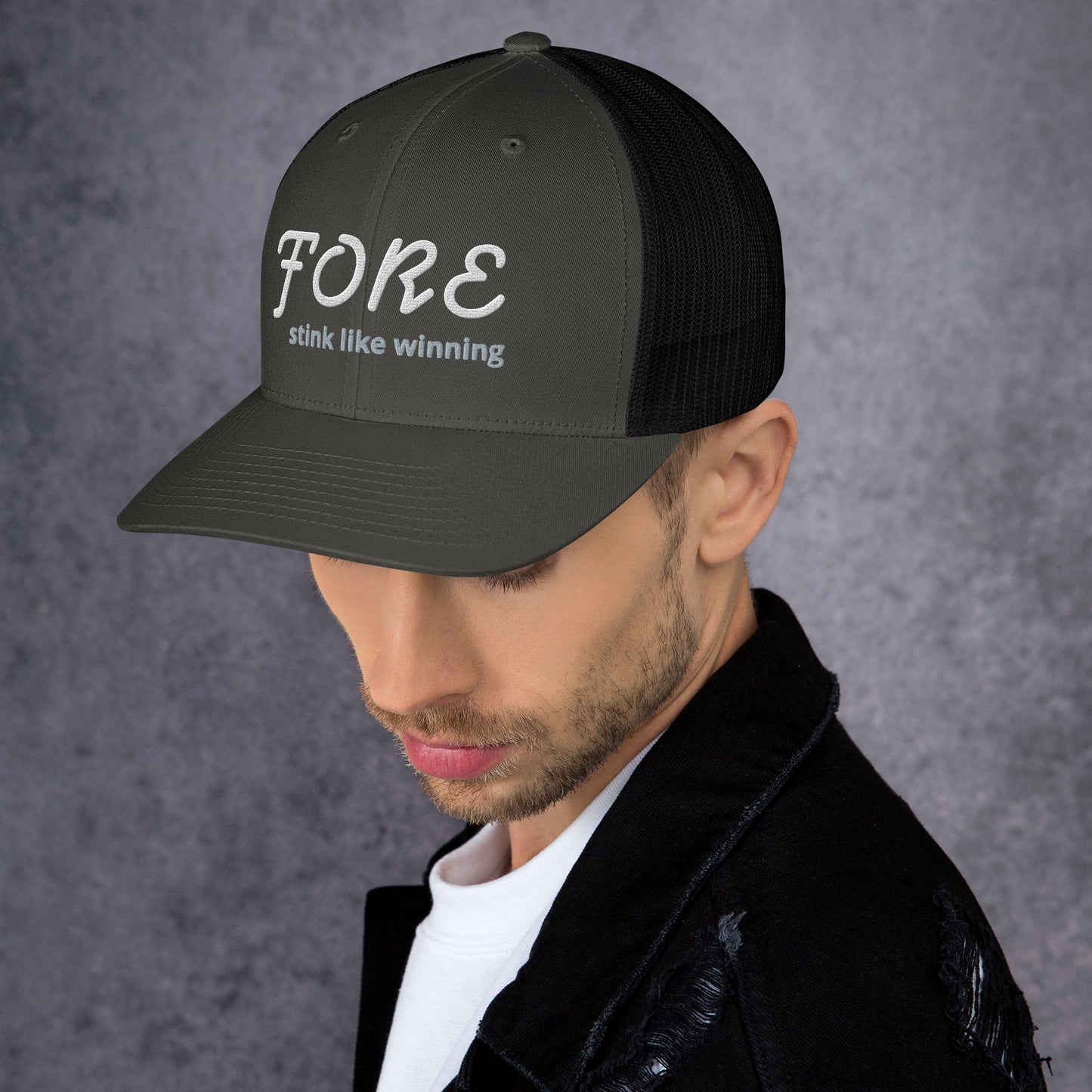 'FORE' stink like winning golfer Trucker Cap