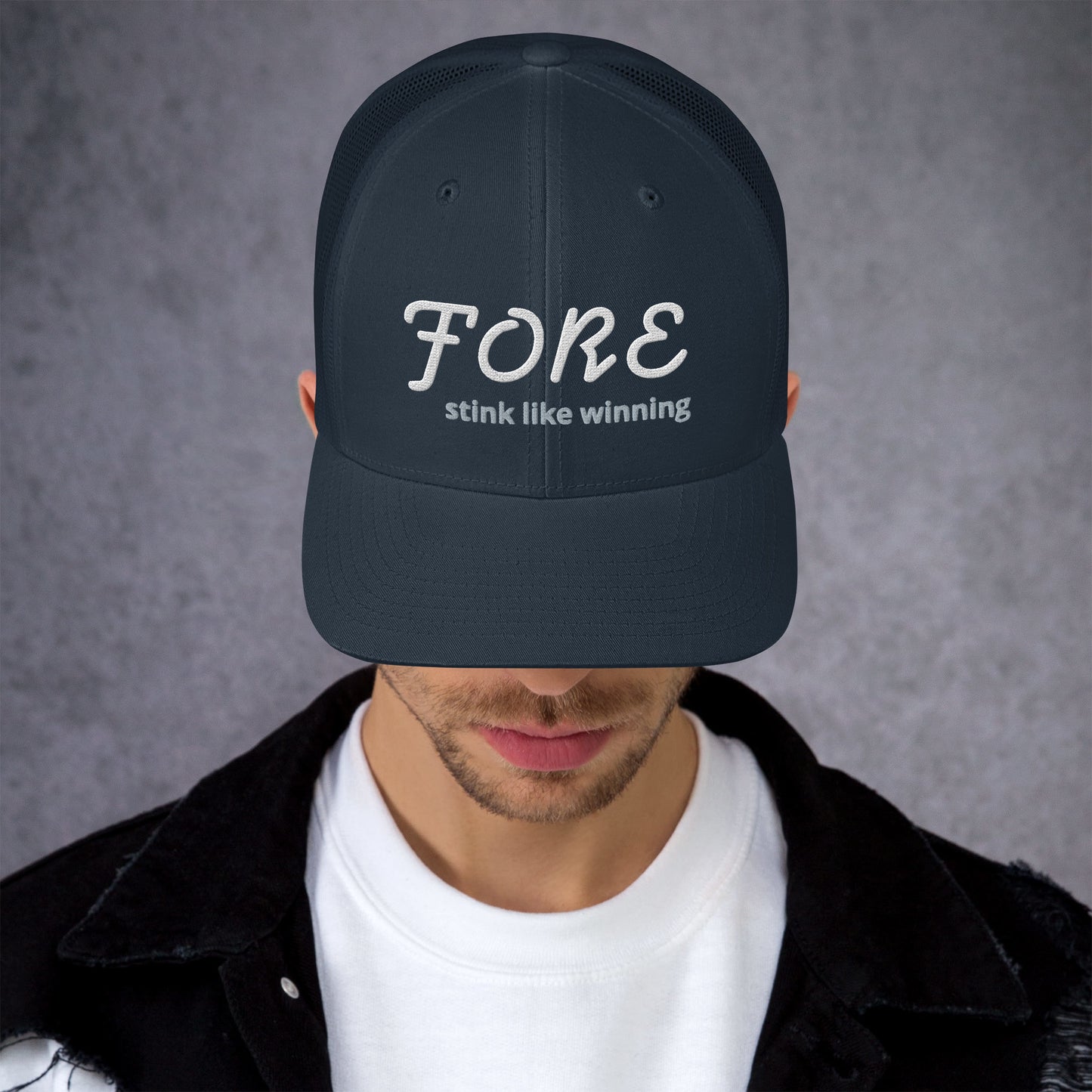 'FORE' stink like winning golfer Trucker Cap
