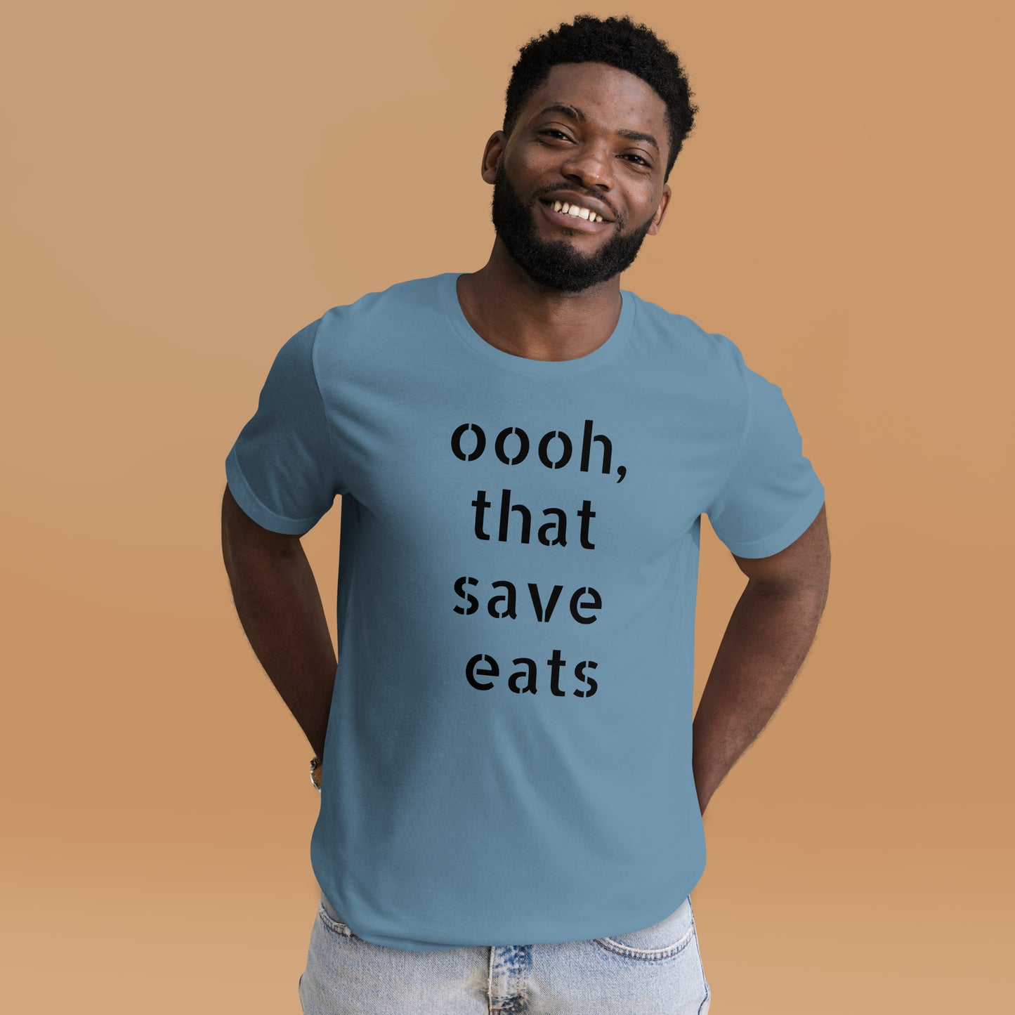That Save Eats" and "Stink Like Winning" on this designer goalie hockey short-sleeve T-Shirt