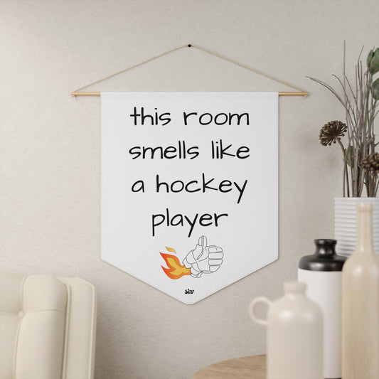 This room smells like a Hockey Player Wall Sign Pennant