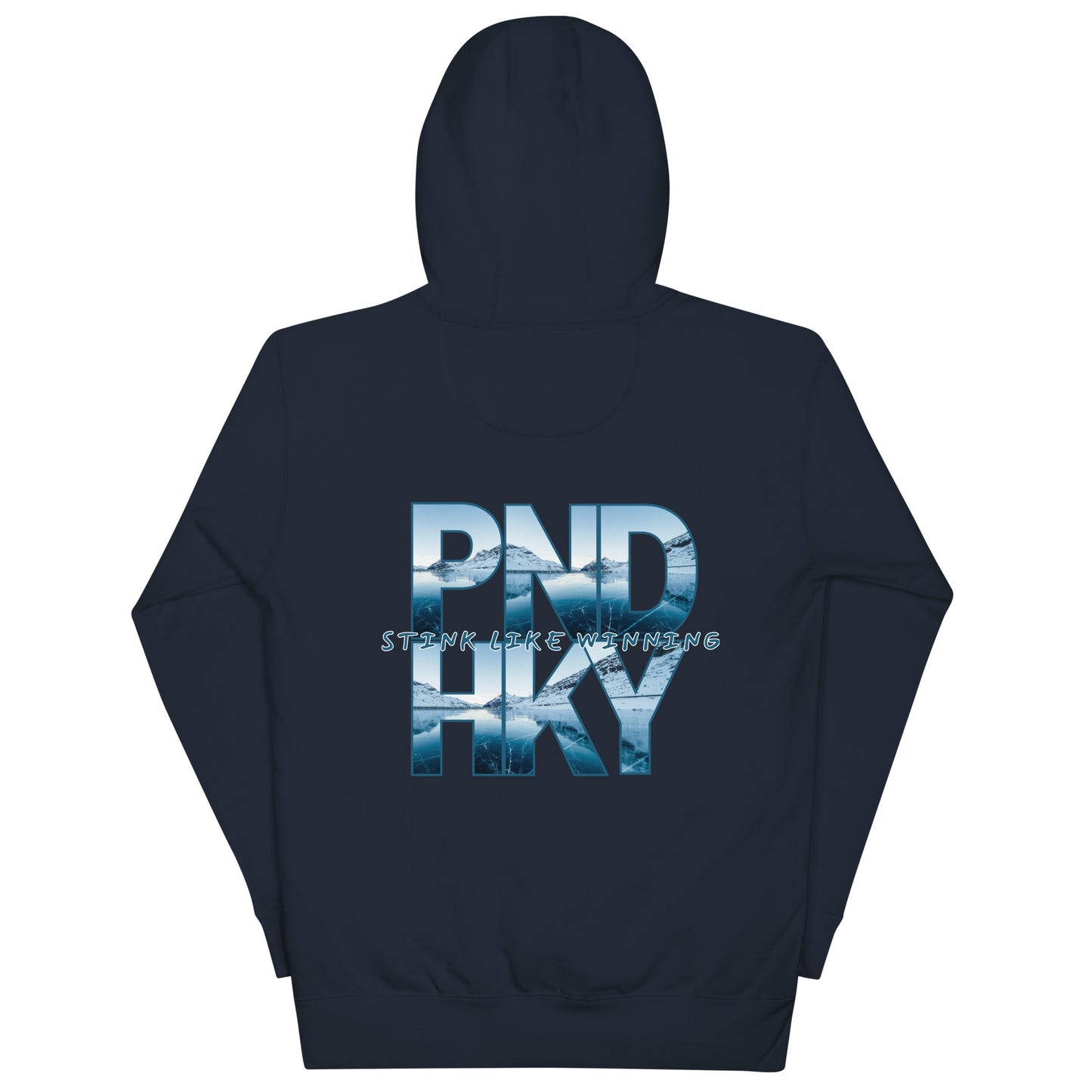 Youth PND Hockey Apparel | Unisex Premium Navy Hoodie Front View | Stink Like Winning