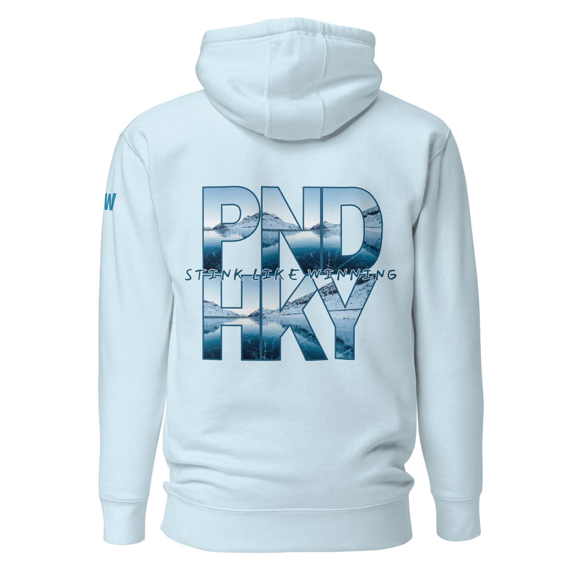 Sky Blue Unisex PND HKY Printed Hoodie | Stylish and Comfortable Apparel | Stink Like Winning 